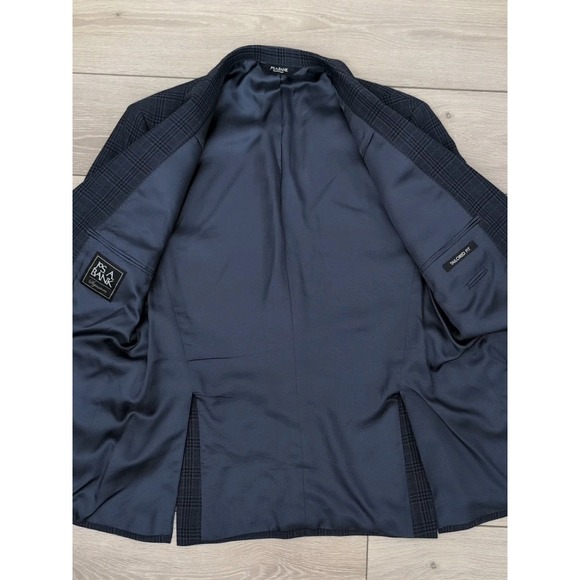 JOS A BANK SIGNATURE Mens Blue Plaid Wool Sport Coat Suit Jacket Blazer 42L - Picture 7 of 10